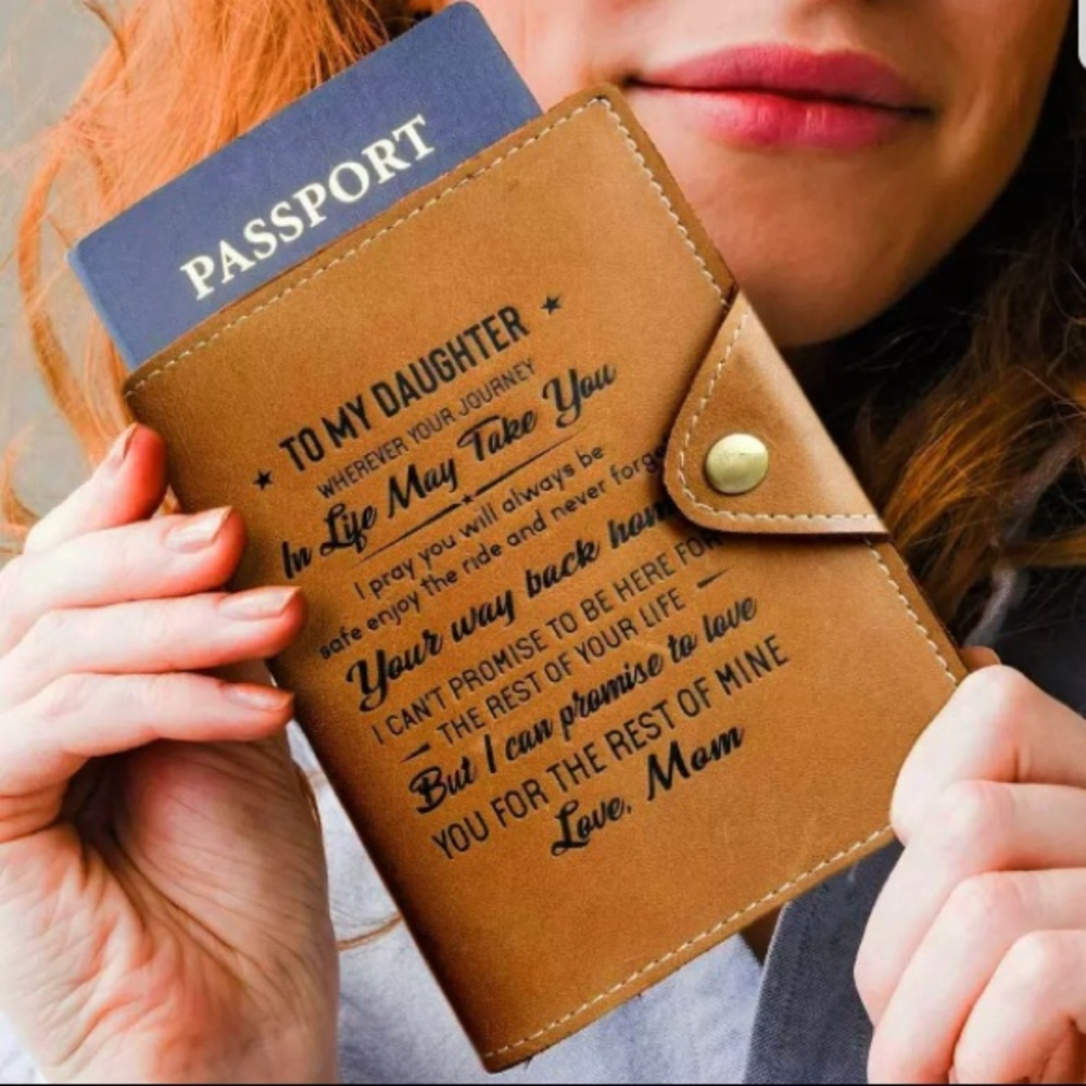 “To My Daughter” Leather Passport Cover